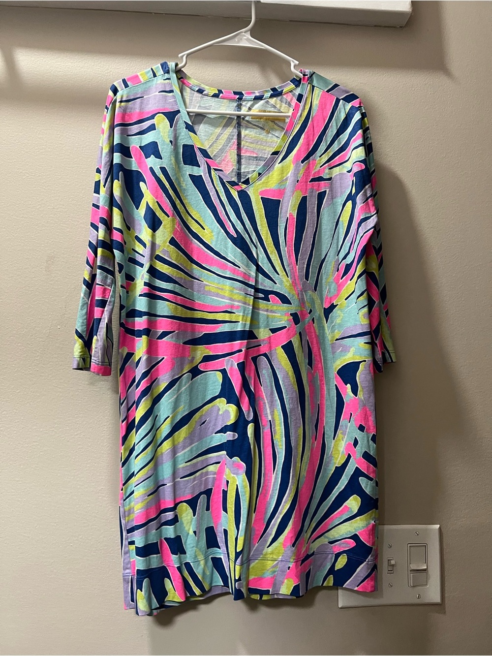 Lilly Pulitzer Multicolor V-Neck Dress— Navy, Pink & Lime